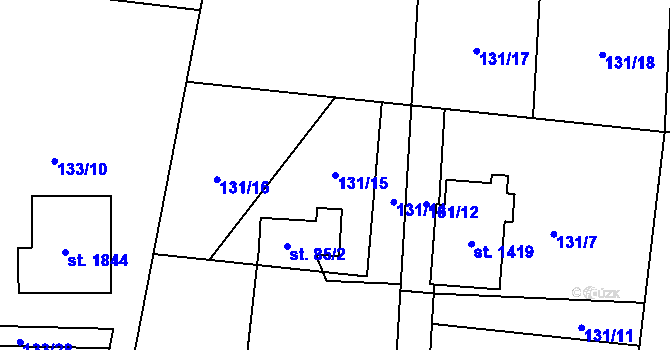 Parcela st. 131/15 v KÚ Heřmanice, Katastrální mapa