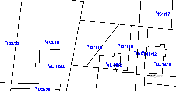 Parcela st. 131/16 v KÚ Heřmanice, Katastrální mapa