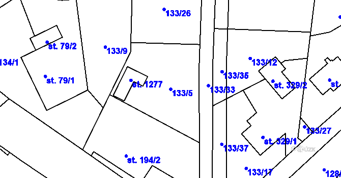 Parcela st. 133/5 v KÚ Heřmanice, Katastrální mapa