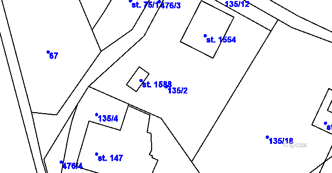 Parcela st. 135/2 v KÚ Heřmanice, Katastrální mapa