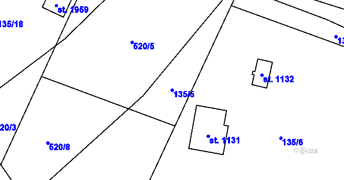 Parcela st. 135/5 v KÚ Heřmanice, Katastrální mapa