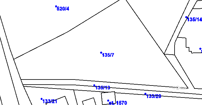 Parcela st. 135/7 v KÚ Heřmanice, Katastrální mapa