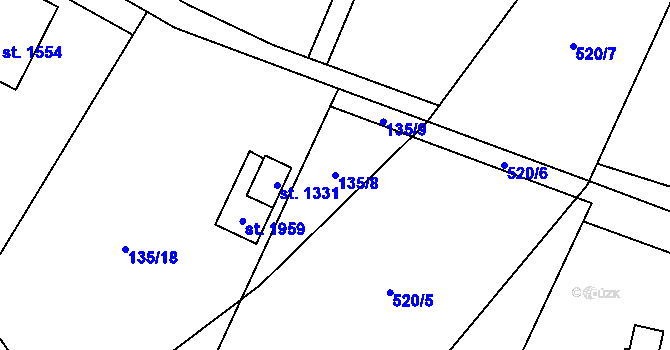 Parcela st. 135/8 v KÚ Heřmanice, Katastrální mapa