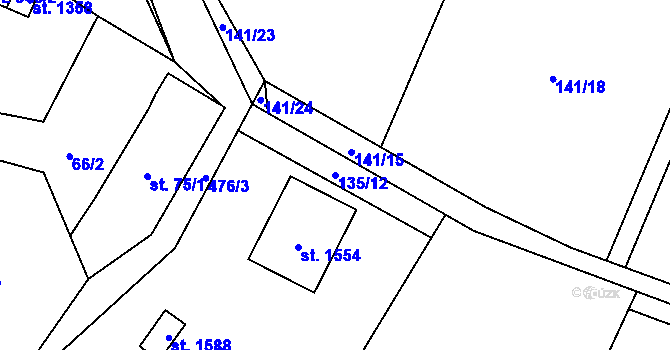 Parcela st. 135/12 v KÚ Heřmanice, Katastrální mapa
