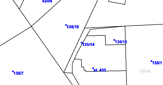Parcela st. 135/14 v KÚ Heřmanice, Katastrální mapa