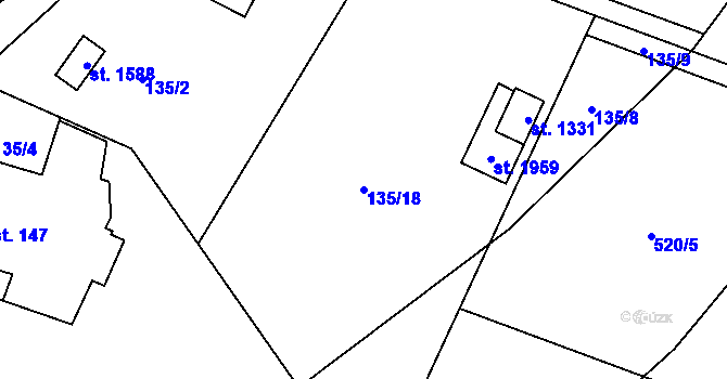 Parcela st. 135/18 v KÚ Heřmanice, Katastrální mapa