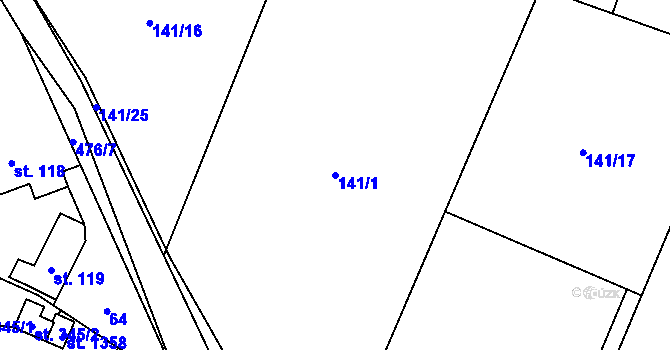 Parcela st. 141/1 v KÚ Heřmanice, Katastrální mapa