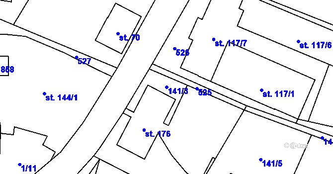 Parcela st. 141/3 v KÚ Heřmanice, Katastrální mapa
