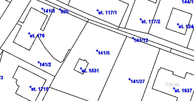 Parcela st. 141/5 v KÚ Heřmanice, Katastrální mapa