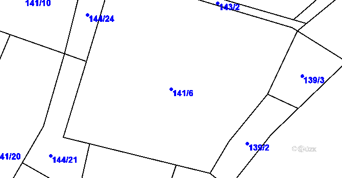 Parcela st. 141/6 v KÚ Heřmanice, Katastrální mapa