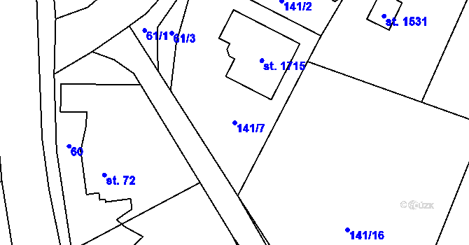 Parcela st. 141/7 v KÚ Heřmanice, Katastrální mapa