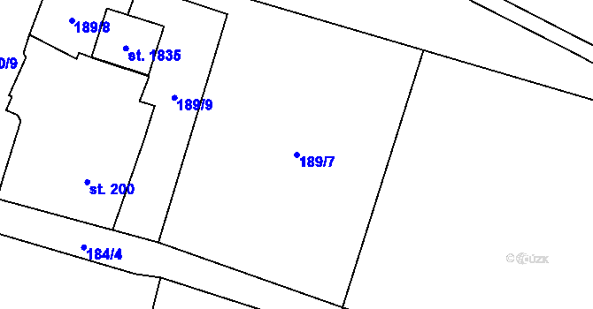 Parcela st. 189/7 v KÚ Heřmanice, Katastrální mapa