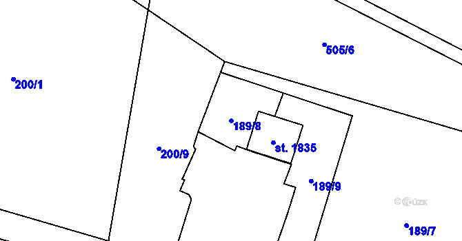 Parcela st. 189/8 v KÚ Heřmanice, Katastrální mapa