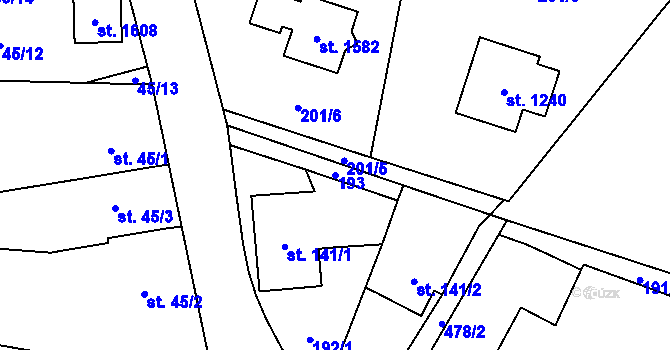 Parcela st. 193 v KÚ Heřmanice, Katastrální mapa
