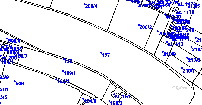 Parcela st. 197 v KÚ Heřmanice, Katastrální mapa