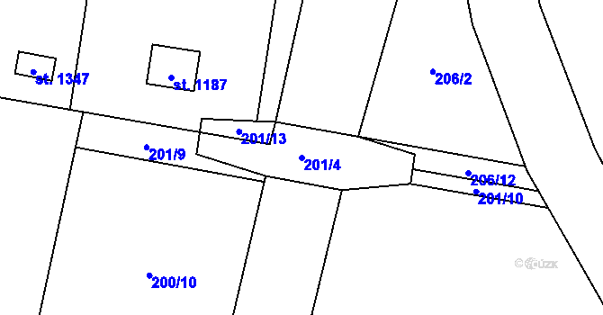 Parcela st. 201/4 v KÚ Heřmanice, Katastrální mapa