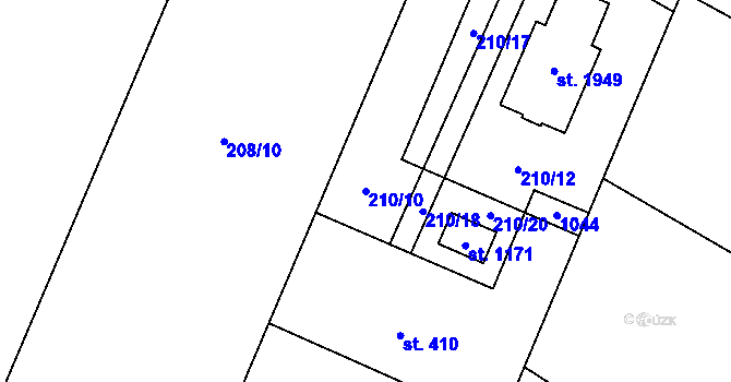 Parcela st. 210/10 v KÚ Heřmanice, Katastrální mapa