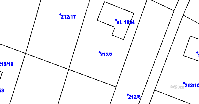 Parcela st. 212/2 v KÚ Heřmanice, Katastrální mapa