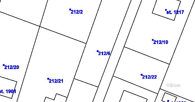 Parcela st. 212/6 v KÚ Heřmanice, Katastrální mapa