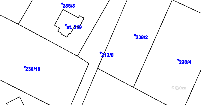 Parcela st. 212/8 v KÚ Heřmanice, Katastrální mapa