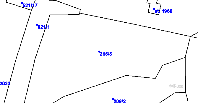 Parcela st. 215/3 v KÚ Heřmanice, Katastrální mapa