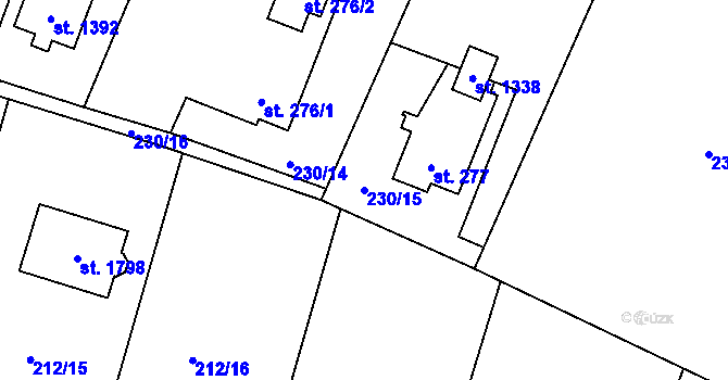 Parcela st. 230/15 v KÚ Heřmanice, Katastrální mapa