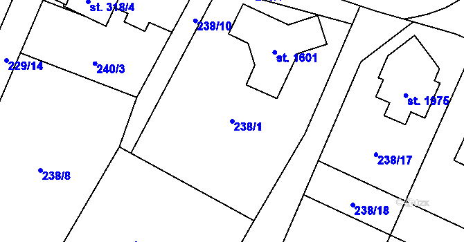 Parcela st. 238/1 v KÚ Heřmanice, Katastrální mapa