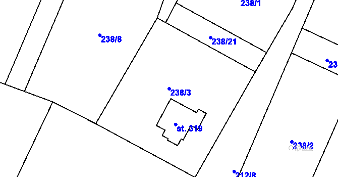 Parcela st. 238/3 v KÚ Heřmanice, Katastrální mapa