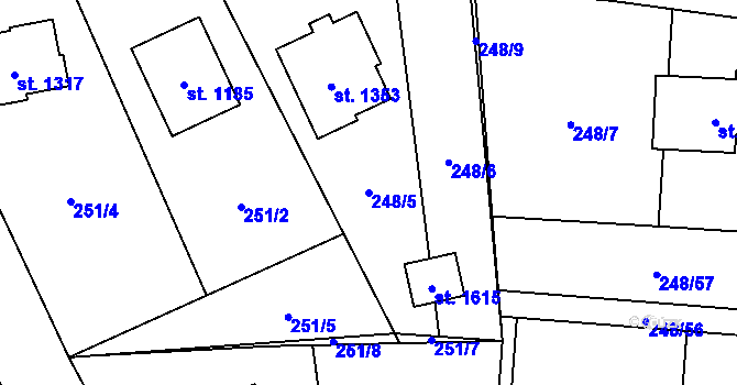 Parcela st. 248/5 v KÚ Heřmanice, Katastrální mapa