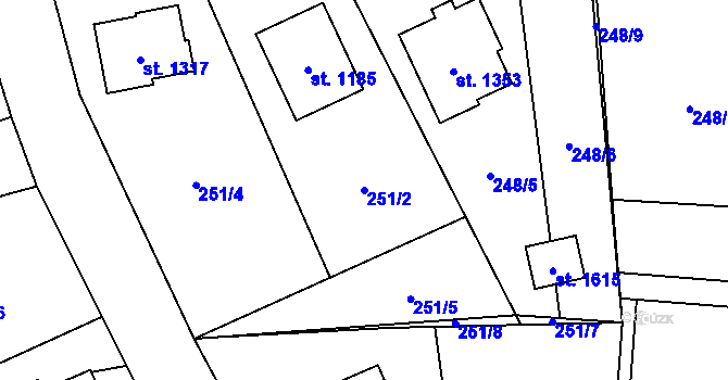 Parcela st. 251/2 v KÚ Heřmanice, Katastrální mapa