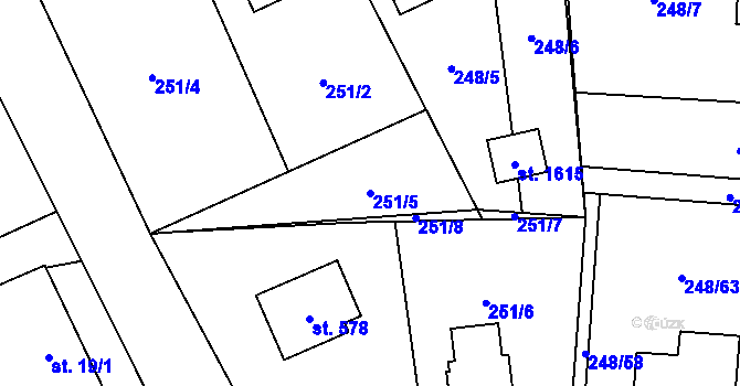 Parcela st. 251/5 v KÚ Heřmanice, Katastrální mapa