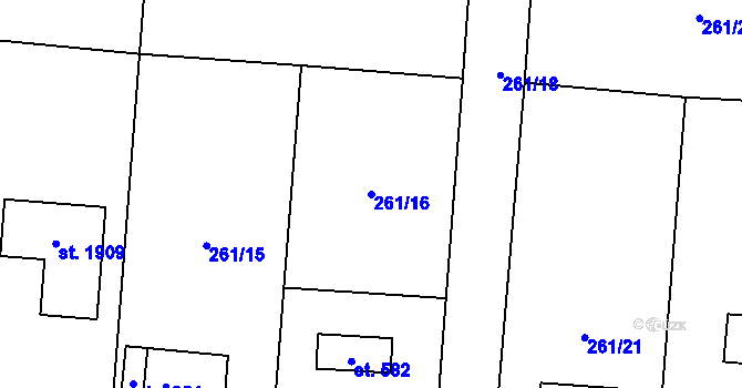 Parcela st. 261/16 v KÚ Heřmanice, Katastrální mapa