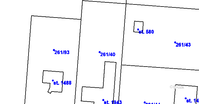 Parcela st. 261/40 v KÚ Heřmanice, Katastrální mapa