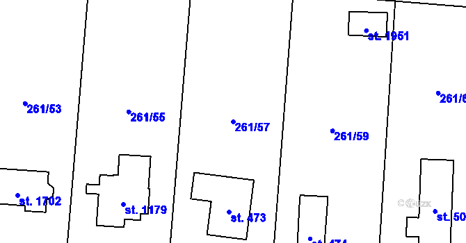 Parcela st. 261/57 v KÚ Heřmanice, Katastrální mapa