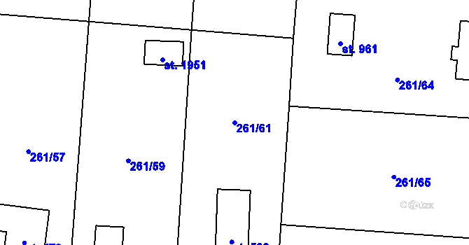Parcela st. 261/61 v KÚ Heřmanice, Katastrální mapa