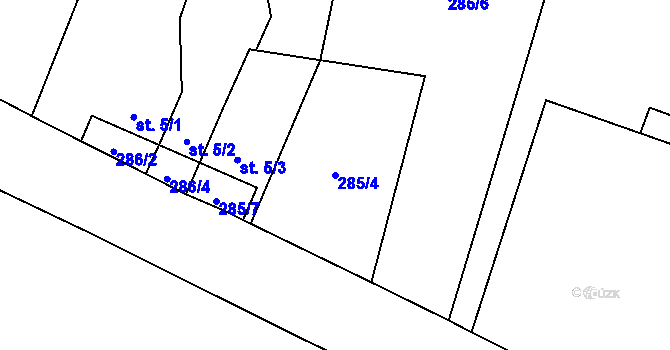 Parcela st. 285/4 v KÚ Heřmanice, Katastrální mapa