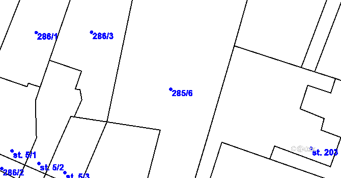 Parcela st. 285/6 v KÚ Heřmanice, Katastrální mapa