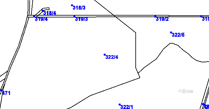 Parcela st. 322/4 v KÚ Heřmanice, Katastrální mapa