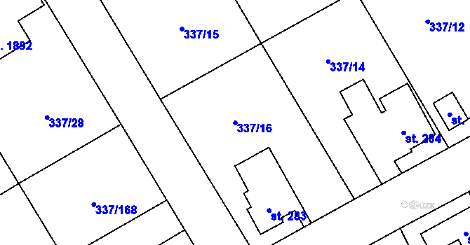 Parcela st. 337/16 v KÚ Heřmanice, Katastrální mapa