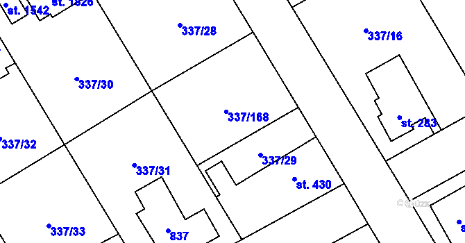 Parcela st. 337/29 v KÚ Heřmanice, Katastrální mapa