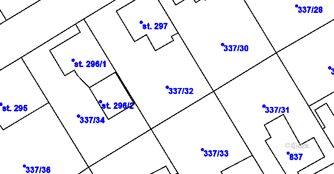 Parcela st. 337/32 v KÚ Heřmanice, Katastrální mapa