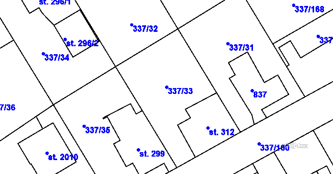 Parcela st. 337/33 v KÚ Heřmanice, Katastrální mapa