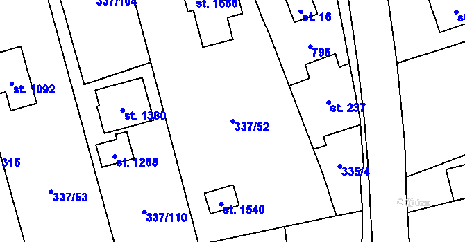 Parcela st. 337/52 v KÚ Heřmanice, Katastrální mapa