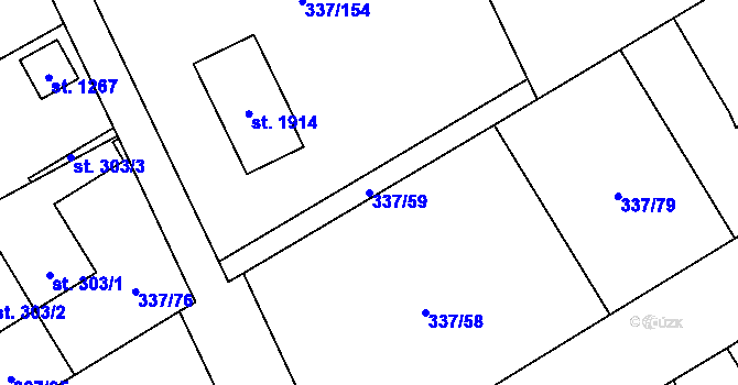 Parcela st. 337/59 v KÚ Heřmanice, Katastrální mapa