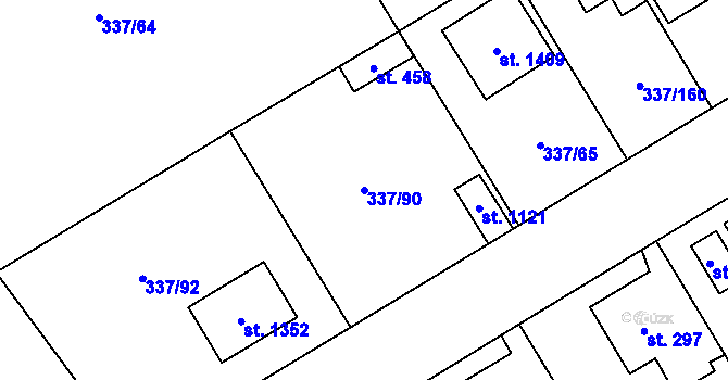 Parcela st. 337/90 v KÚ Heřmanice, Katastrální mapa