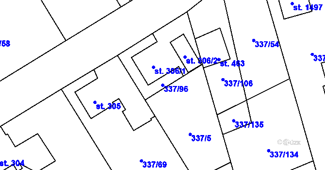 Parcela st. 337/96 v KÚ Heřmanice, Katastrální mapa