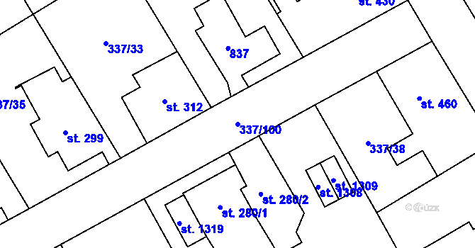 Parcela st. 337/100 v KÚ Heřmanice, Katastrální mapa
