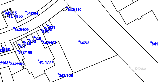 Parcela st. 342/2 v KÚ Heřmanice, Katastrální mapa