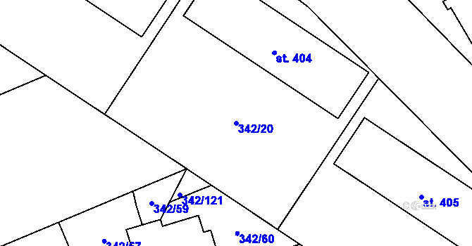 Parcela st. 342/20 v KÚ Heřmanice, Katastrální mapa