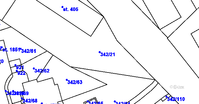 Parcela st. 342/21 v KÚ Heřmanice, Katastrální mapa